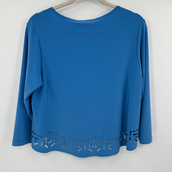 Sympli Women's‎ Blue Geometric Cutout Long Sleeve Tunic Top Size 12 - Picture 6 of 9